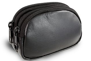 Černá kožená dvouzipová etue 611-0368-60
