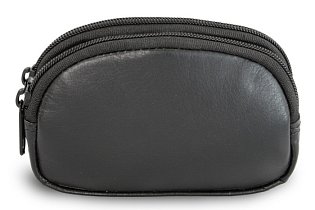 Černá kožená dvouzipová etue 611-0368-60