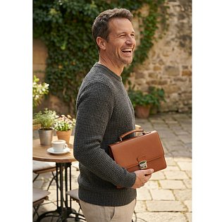 Světle hnědá pánská kožená dokladová etue s držadlem 611-2411A-05