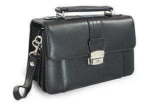 Černá pánská kožená etue se sklápěcím registrem a držadlem 611-2415-60