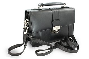 Černá pánská kožená etue se sklápěcím registrem a držadlem 611-2415-60