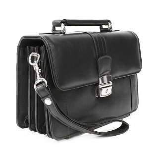 Černá pánská kožená etue se sklápěcím registrem a držadlem 611-2415-60