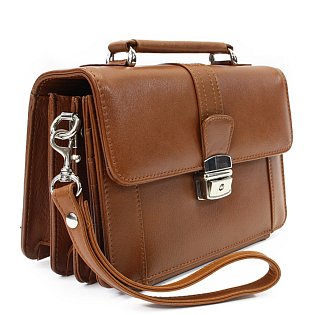 Světle hnědá kožená etue se sklápěcím registrem a držadlem 611-2415-05