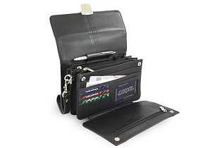 Černá pánská kožená etue se sklápěcím registrem 611-2415A-60