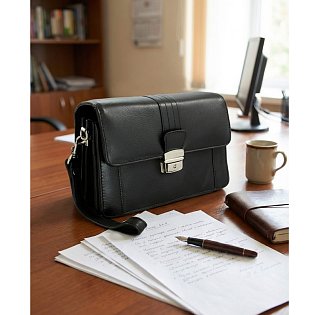 Černá pánská kožená etue se sklápěcím registrem 611-2415A-60