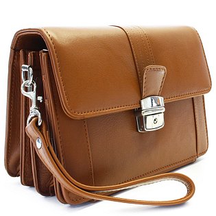 Světle hnědá pánská kožená etue se sklápěcím registrem 611-2415A-05