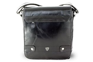 Malý černý pánský kožený crossbag s klopnou 215-1701-60