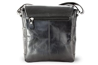 Malý černý pánský kožený crossbag s klopnou 215-1701-60