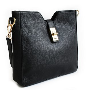 Černá elegantní kožená zipová kabelka 212-1036-60