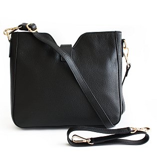 Černá elegantní kožená zipová kabelka 212-1036-60