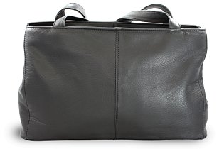 Černá kožená dvouzipová kabelka se dvěma popruhy 212-2092-60