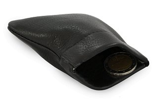Černá kožená kapsa na mince s pružinou 519-7708-60