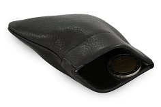 Černá kožená kapsa na mince s pružinou 519-7708-60