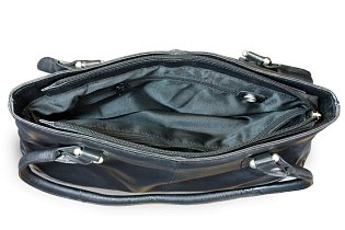 Černá kožená zipová kabelka se dvěma popruhy 212-2058-60