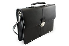 Černá kožená aktovka s přihrádkou pro notebook 112-5056-60