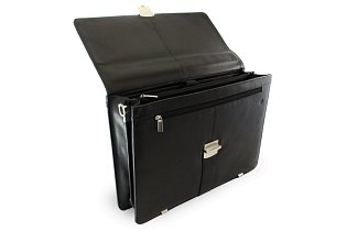 Černá kožená aktovka s přihrádkou pro notebook 112-5056-60