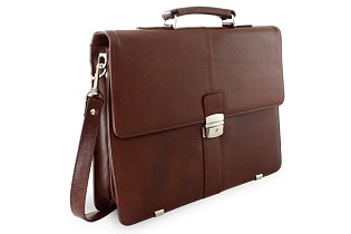 Hnědá kožená aktovka s přihrádkou pro notebook 112-5056-40