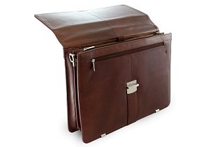 Hnědá kožená aktovka s přihrádkou pro notebook 112-5056-40