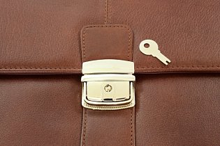 Hnědá kožená aktovka s přihrádkou pro notebook 112-5056-40