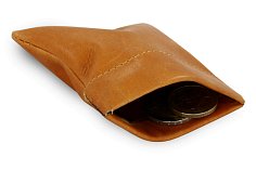 Světle hnědá kožená kapsa na mince s pružinou 519-7708-05