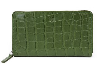 Tmavě zelená croco dámská kožená zipová peněženka 511-1306-55