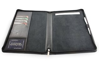 Černá kožená zipová spisovka A4 119-0325-60
