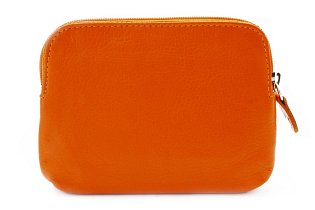 Větší oranžová kožená dvouzipová klíčenka 619-8104-84