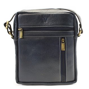 Tmavě modrý pánský kožený zipový crossbag 215-1218-97