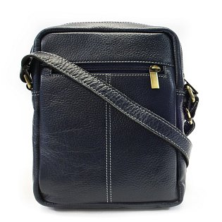 Tmavě modrý pánský kožený zipový crossbag 215-1218-97