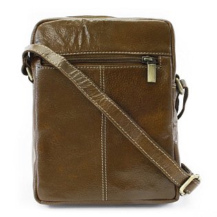 Tmavě hnědý pánský kožený zipový crossbag 215-1218-47