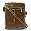 Tmavě hnědý pánský kožený zipový crossbag 215-1218-47