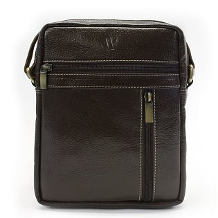 Kávově hnědý pánský kožený zipový crossbag 215-1218-49