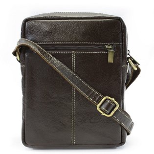 Kávově hnědý pánský kožený zipový crossbag 215-1218-49