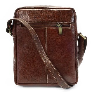 Červenohnědý pánský kožený zipový crossbag 215-1218-40