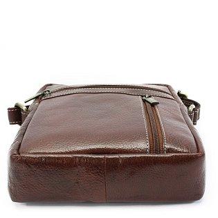 Červenohnědý pánský kožený zipový crossbag 215-1218-40