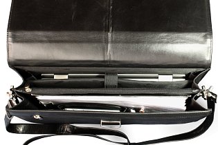 Černá kožená aktovka s přihrádkou pro notebook 112-5056-60