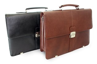 Černá kožená aktovka s přihrádkou pro notebook 112-5056-60