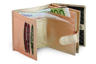 Růžovozlatá dámská kožená peněženka se zápinkou 511-9769-01