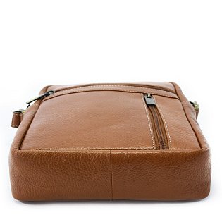 Světle hnědý pánský kožený zipový crossbag 215-1218-05