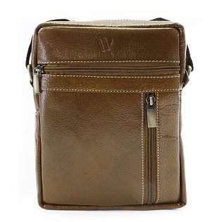 Tmavě hnědý pánský kožený zipový crossbag 215-1218-47