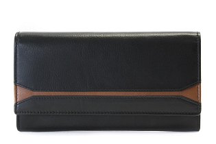 Černohnědá dámská kožená peněženka s klopnou 511-2407-60/40