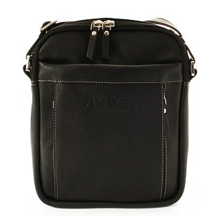 Černý pánský kožený zipový crossbag 215-8913-60