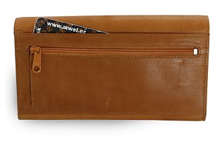 Světle hnědá dámská psaníčková kožená peněženka s klopnou 511-7233-05