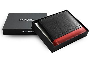Černo-červená pánská kožená peněženka 513-4723-60/31