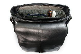 Malý černý pánský kožený crossbag s klopnou 215-1701-60