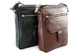 Hnědý pánský kožený zipový crossbag 215-1792-40