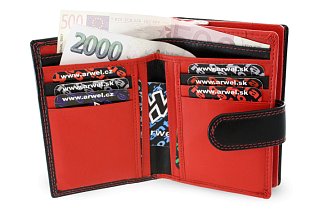 Černočervená dámská kožená peněženka se zápinkou 511-8313-60/31