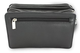 Černá kožená dvouzipová etue 611-1080-60