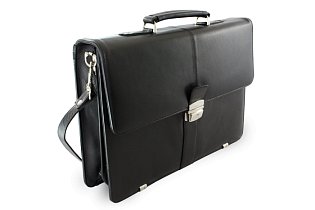 Černá kožená aktovka s přihrádkou pro notebook 112-5056-60