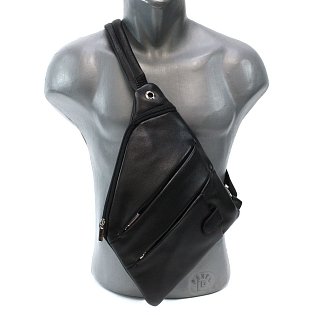 Černý kožený pánský zipový crossbag 216-1574-60
